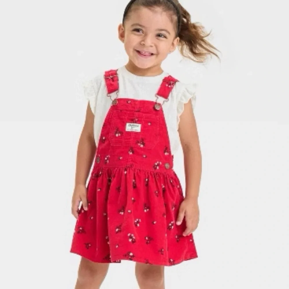 OshKosh B'gosh Red Floral Jumper Dress